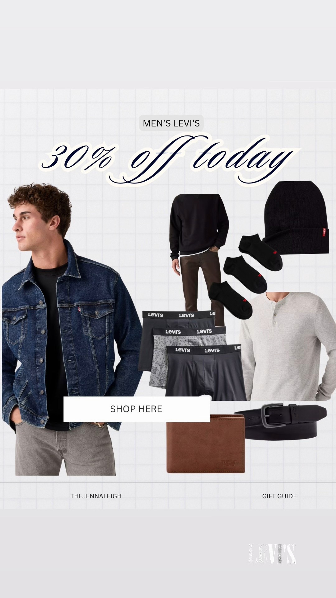 30% OFF TODAY ONLY

Gift ideas for him, men’s denim, Levi’s denim, Levi’s sale 

#LTKGiftGuide #LTKHoliday #LTKMens