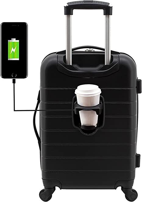 Wrangler 20" Smart Spinner Carry-On Luggage With Usb Charging Port ,Black | Amazon (US)