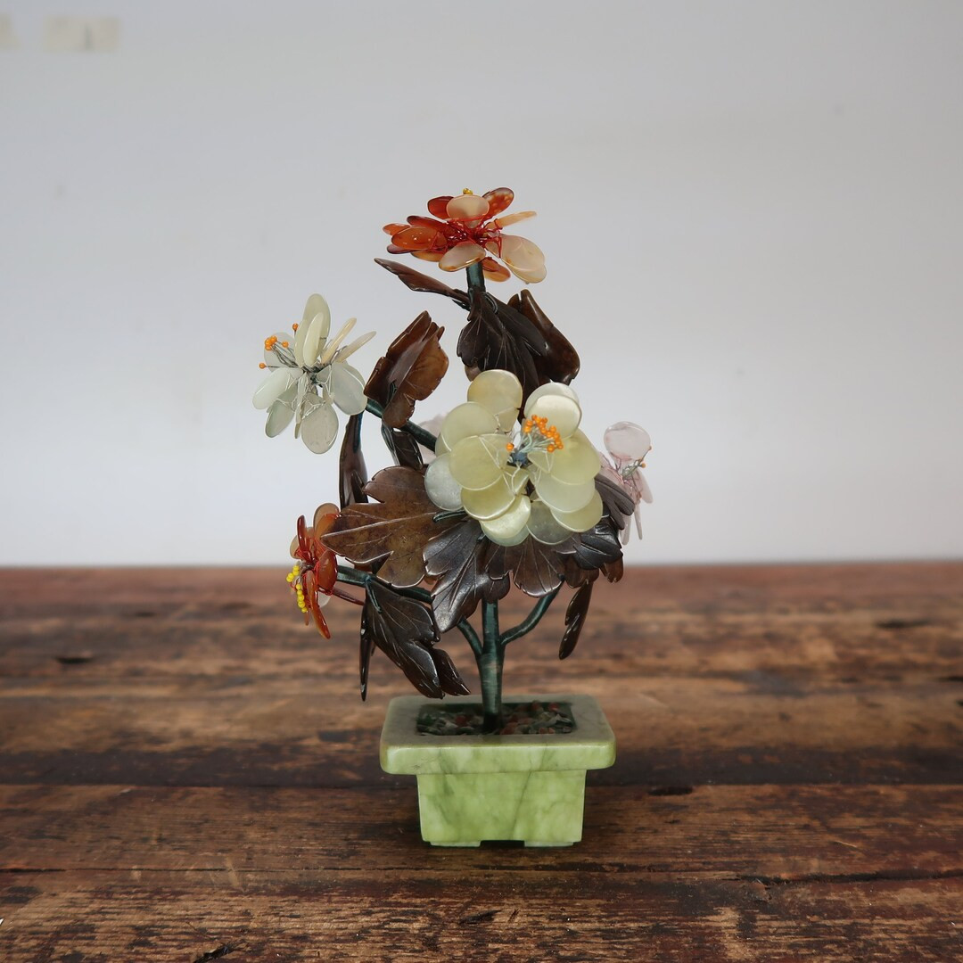 Chinese Jade Flower Tree Bonsai Tree Jade Stone Glass Flowers - Etsy | Etsy (US)