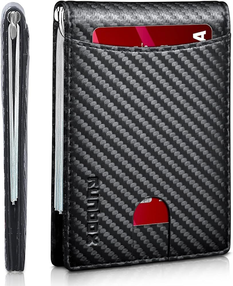 RUNBOX Genuine Leather Slim Wallet for Men RFID Blocking Bifold Minimalist Front Pocket Mens Wall... | Amazon (US)