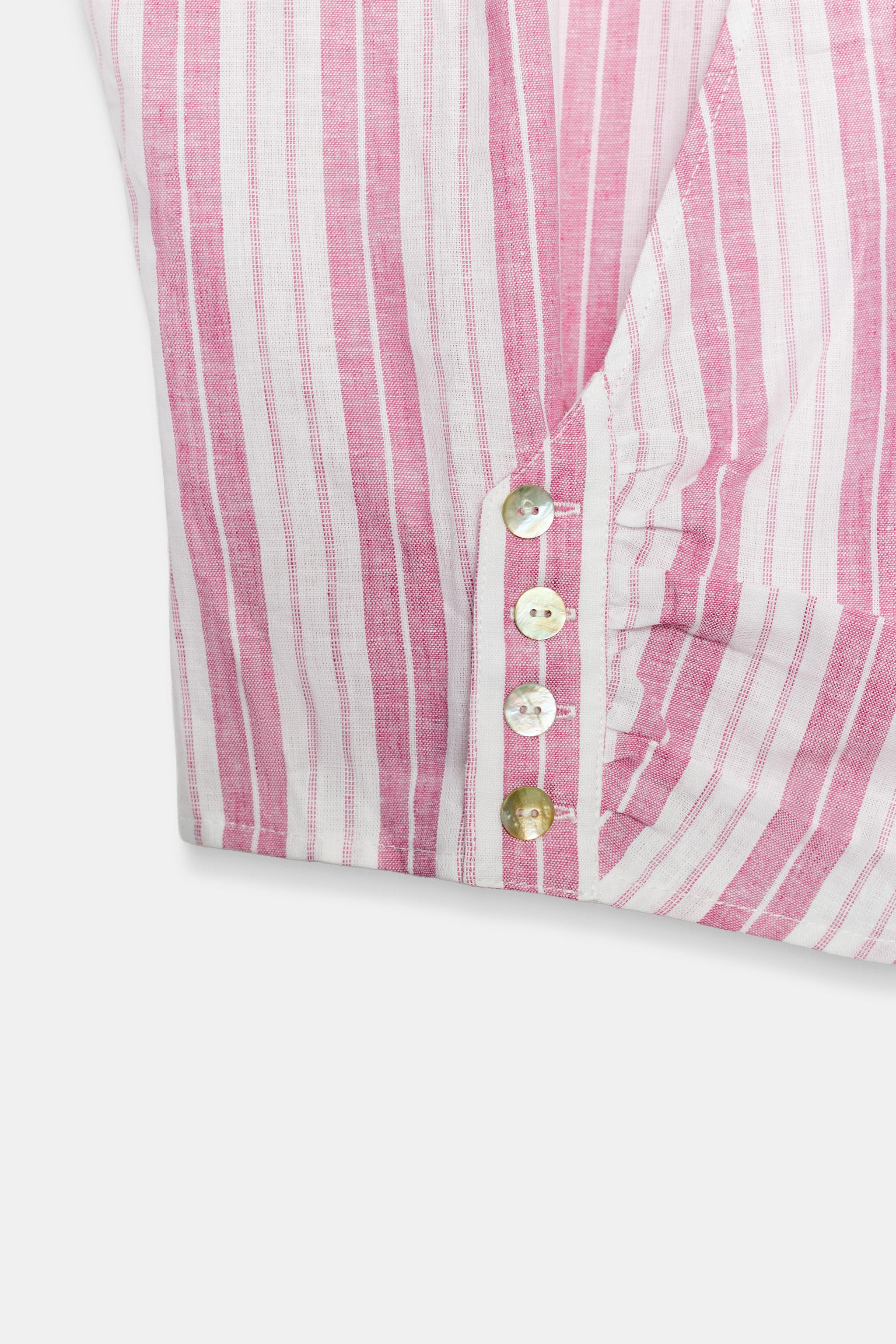 STRIPED BUTTON-FRONT WRAP TOP | Zara US