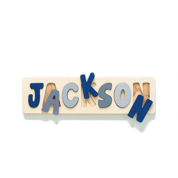 Wooden Name Puzzle, Gift for Boy, Baby's First, First Birthday Gift for Boy, New Baby Gift, Wood ... | Etsy (US)