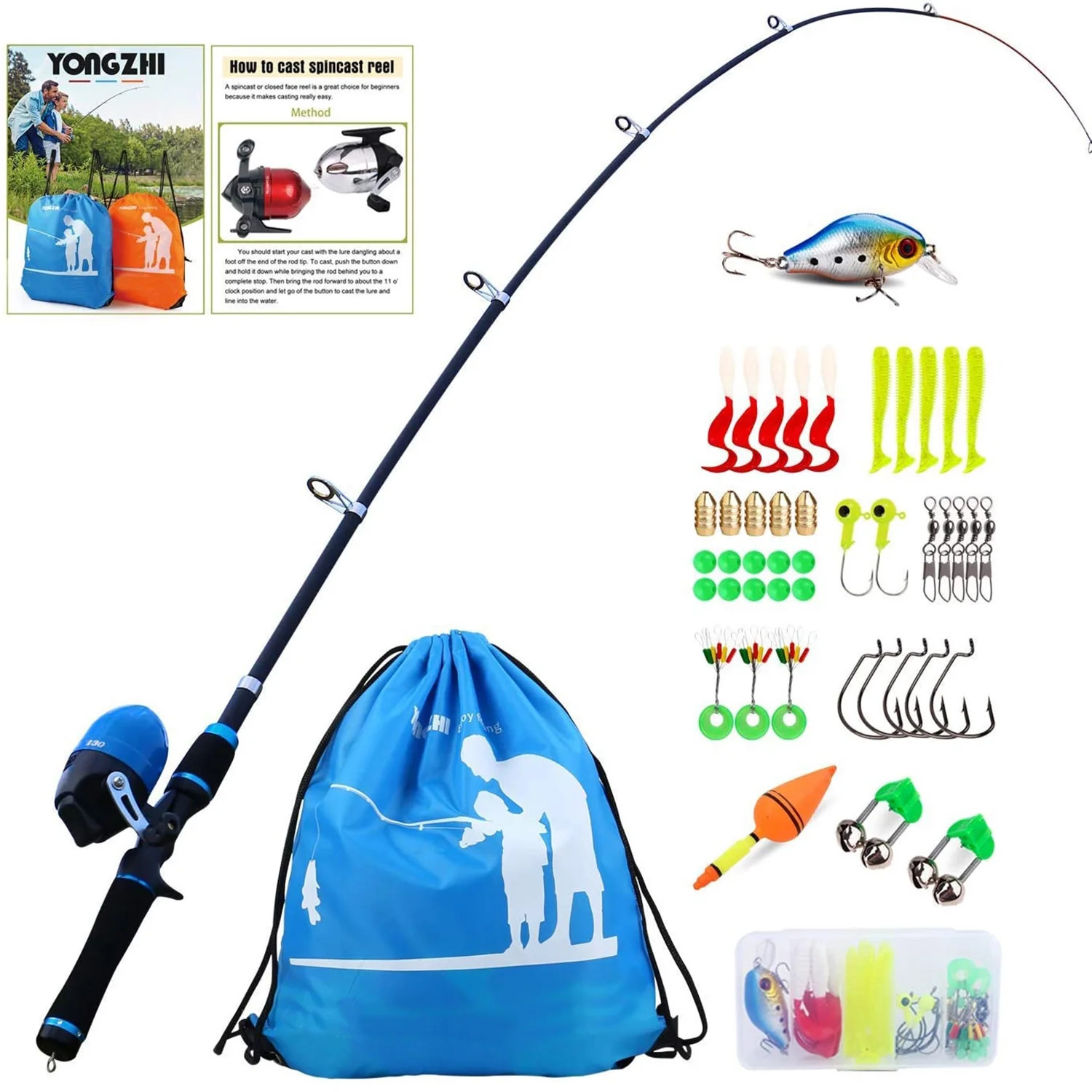 Sougayilang Kids Portable Telescopic Fishing Pole Combo Fishing Rod and Reel Set - Walmart.com | Walmart (US)
