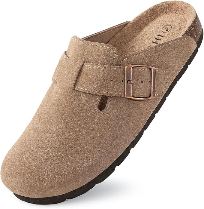IIITHREE Women's Suede Clogs Cork Footbed Clogs for Women Soft Leather Adjustable Buckle Slip-on ... | Amazon (CA)