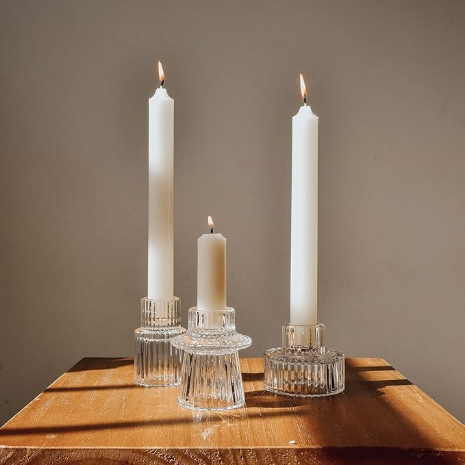 Taper Glass Candlestick Holders for Pillar Candles Taper Candles Tealight Candles Tealight Candle... | Amazon (US)