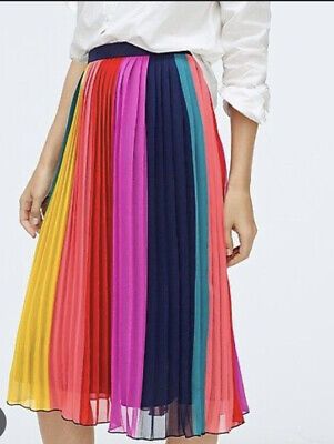 J. Crew Sunburst Pleated Skirt in Rainbow Colorblock - Size 4 | eBay US