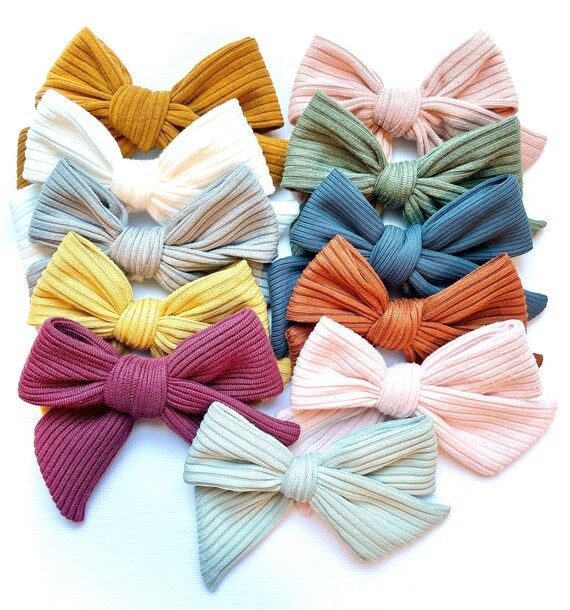 Rib Knit Bow  12 Styles 11 Colors  Fall Winter Bow Baby | Etsy | Etsy (US)