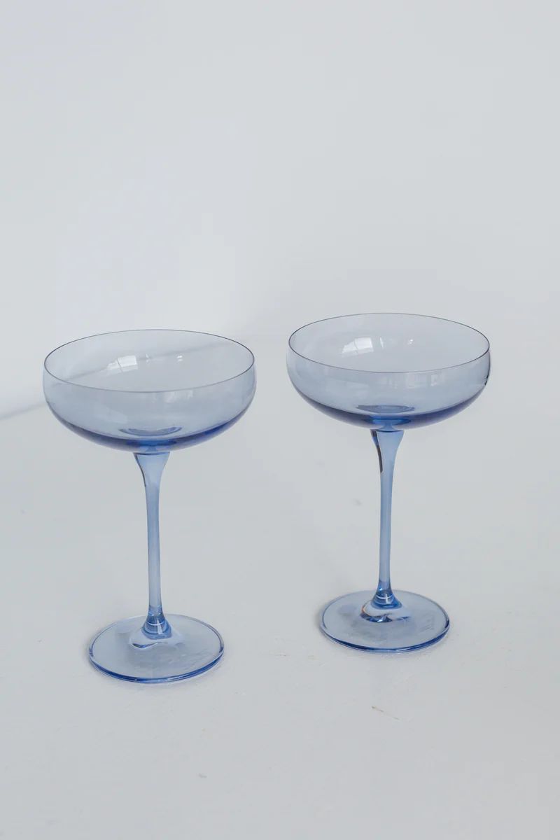 Estelle Colored Champagne Coupe Stemware - Set of 2 {Cobalt Blue} | Estelle Colored Glass