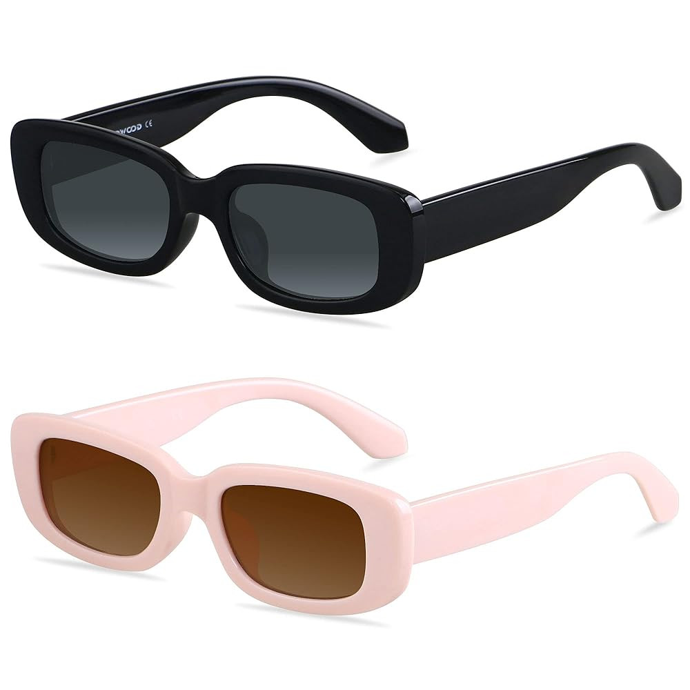 ANDWOOD Rectangle Sunglasses for Women Square Frames Trendy Retro Vintage 90s UV Protection Sun G... | Amazon (US)