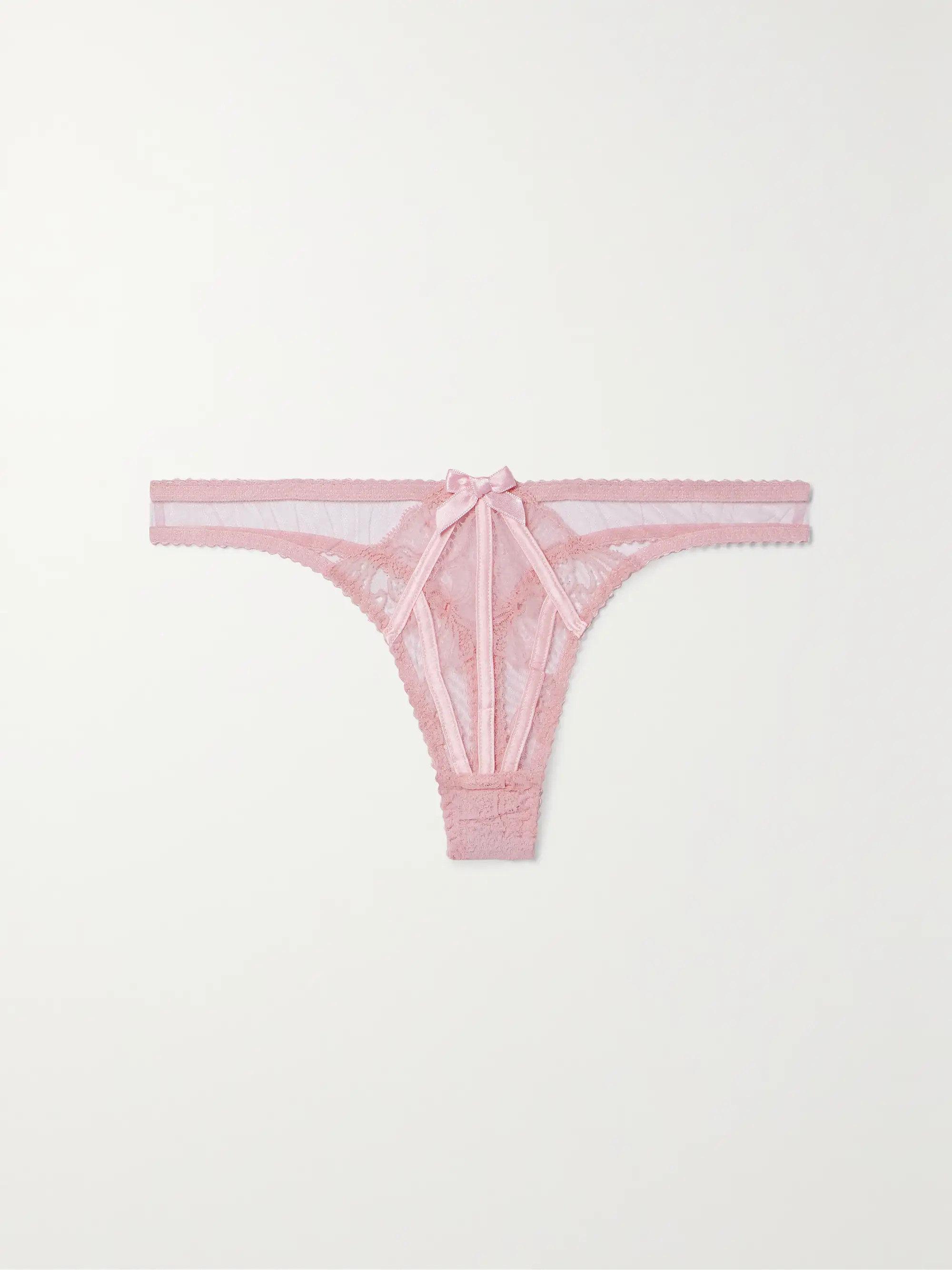 Rozlyn satin-trimmed tulle and lace thong | NET-A-PORTER (US)
