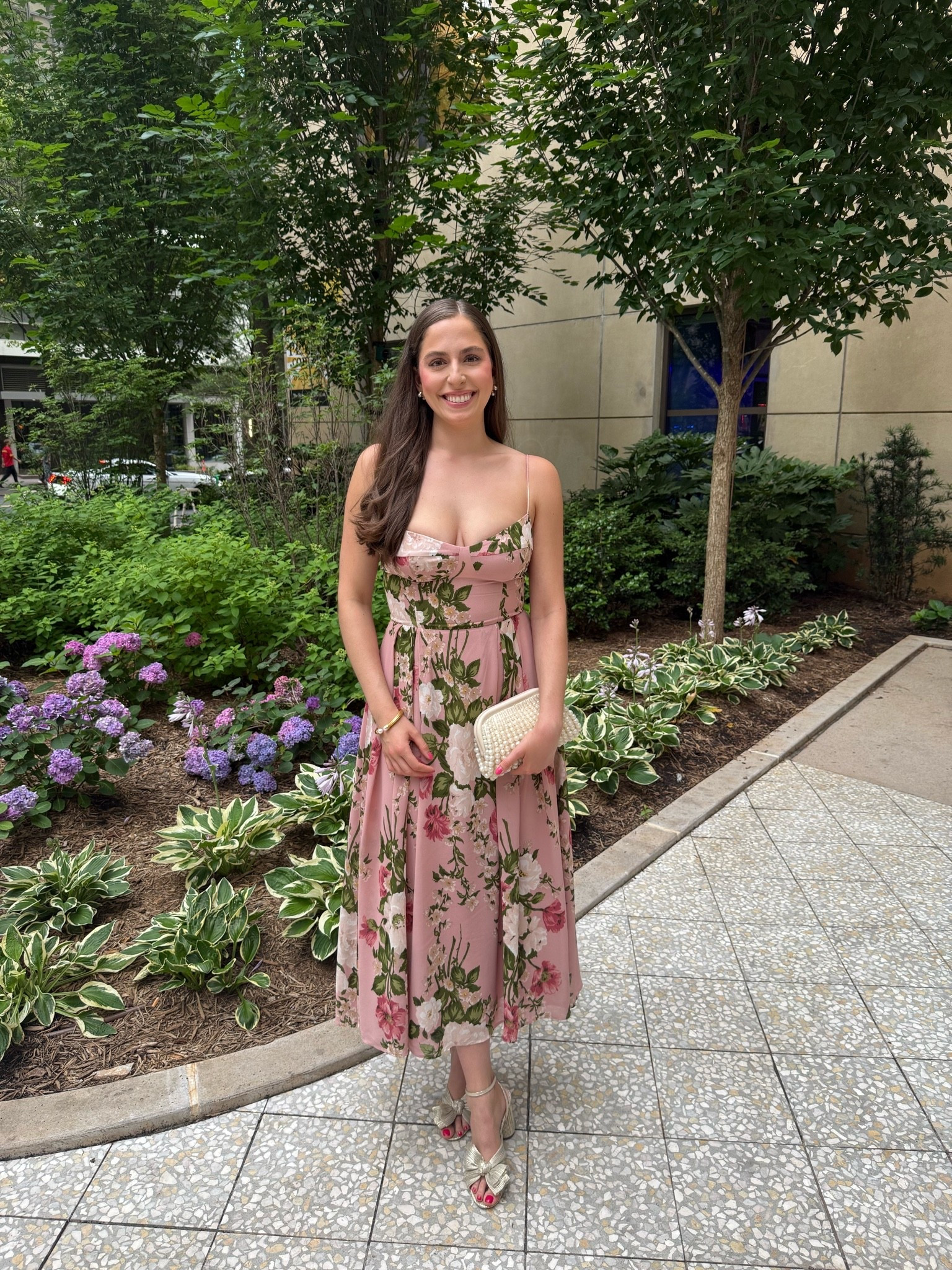 Wedding, summer wedding, spring wedding, welcome party, wedding guest dress, welcome party dress, pearl clutch, bow heels, loeffler Randall heels, pink floral dress, pink midi dress, Charlotte wedding dress

#LTKSeasonal #LTKWedding #LTKTall