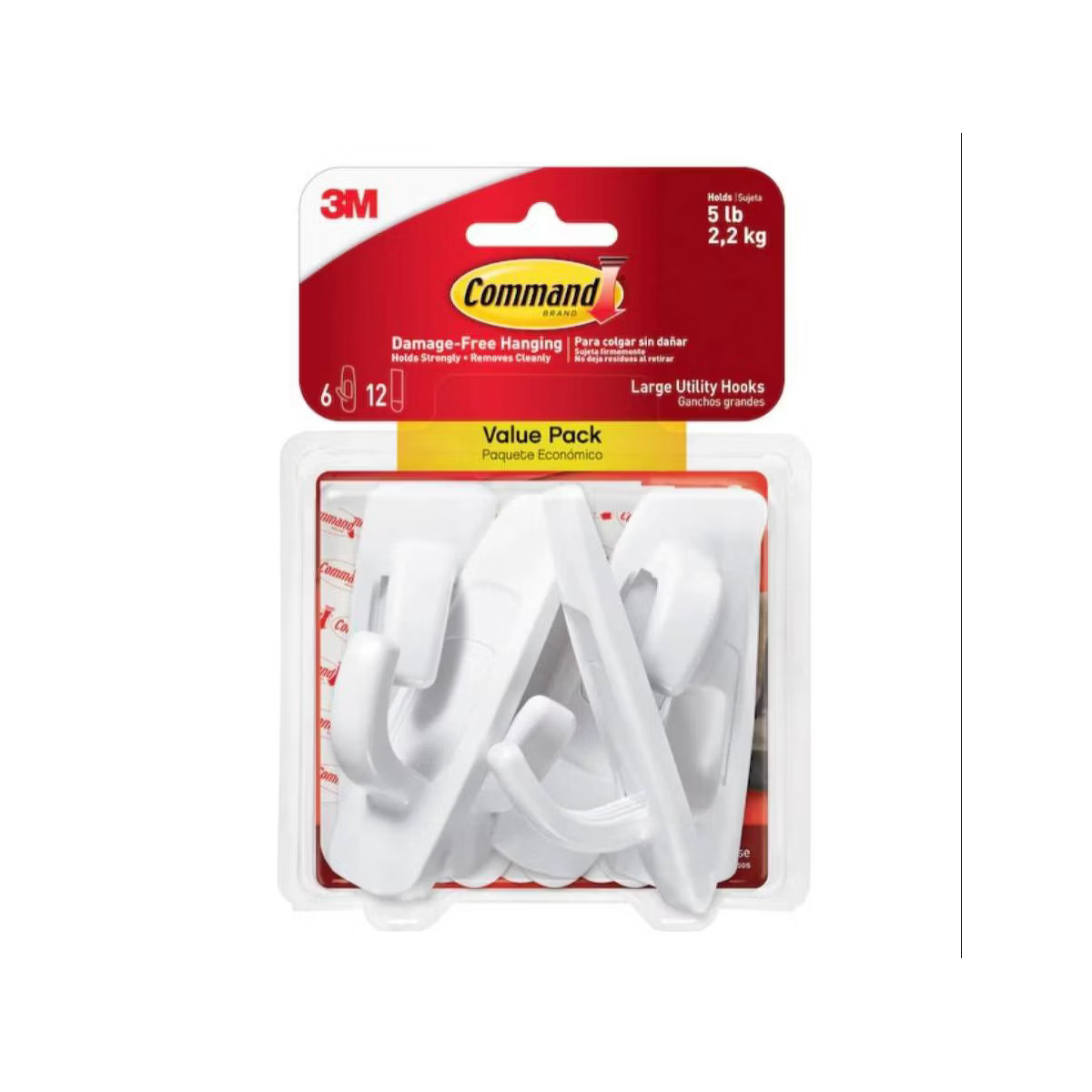 Command 6 Hooks 12 Strips Large Sized Utility Decorative Hooks Value Pack White | Target