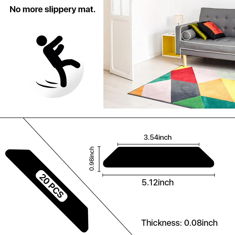 SUGARDAY Non Slip Rug Gripper 20 PCS for Hardwood Floor Carpet Tile Rug Pad Carpet Tape Grippers | Walmart (US)