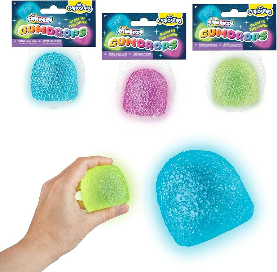 ORB Curiosities Sqweezy Gumdrops Glow in The Dark Toys 3 Pack - Fun, Squishy, Slow Rising Stress ... | Amazon (US)