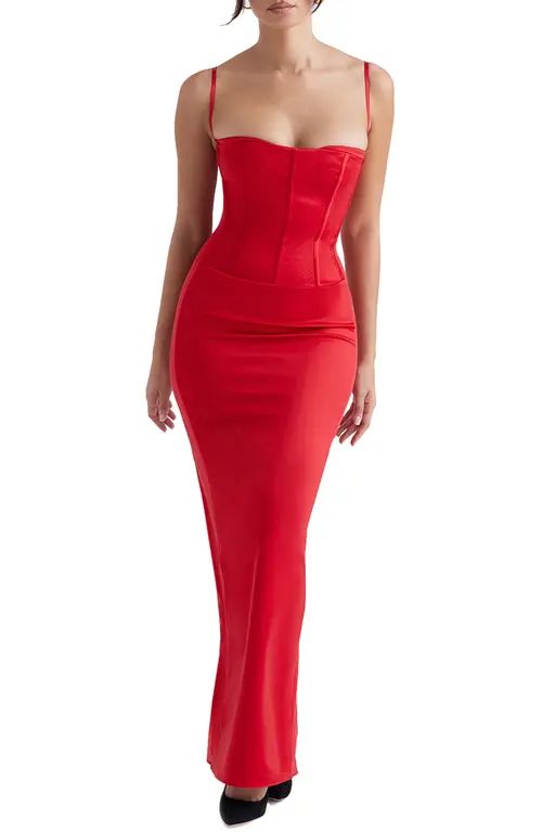 HOUSE OF CB Corset Maxi Dress in Red at Nordstrom, Size Medium A | Nordstrom