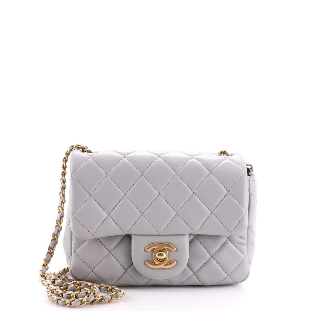 Pearl Crush Square Flap Bag Quilted Lambskin Mini | Rebag