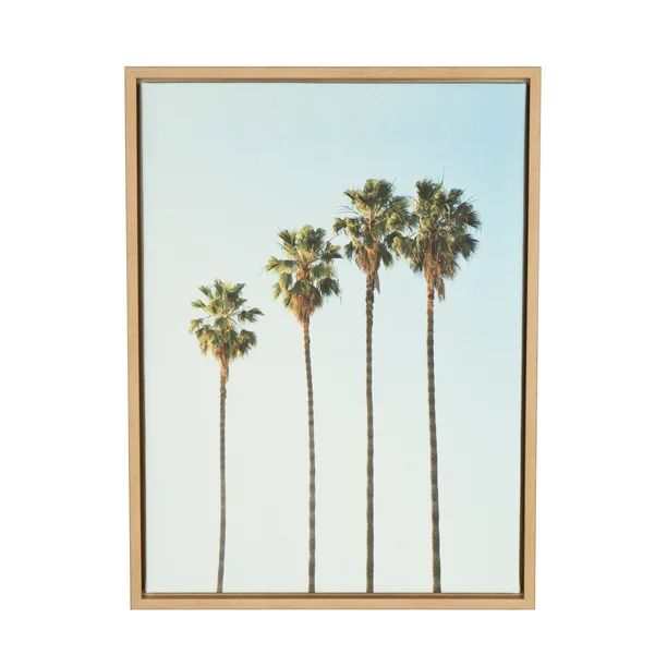 Kate and Laurel Sylvie Four Palm Trees Framed Canvas Wall Art by Simon Te Tai, 18x24 Natural | Walmart (US)