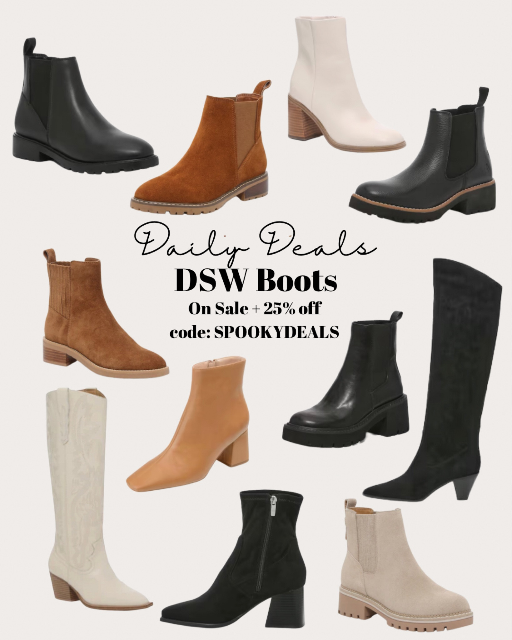 DSW boot flash sale! On sale + extra 25% off tonight with code SPOOKYDEALS
#boots #dsw

#LTKshoecrush
