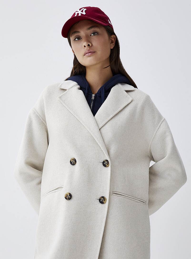 Long double-breasted felt coat
        
        

	
		
        
             
							
								
		... | Simons
