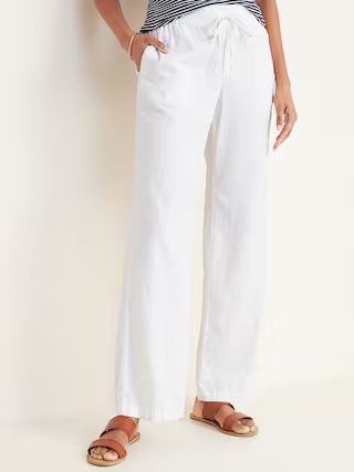 Mid-Rise Wide-Leg Linen-Blend Pull-On Pants for Women | Old Navy (US)