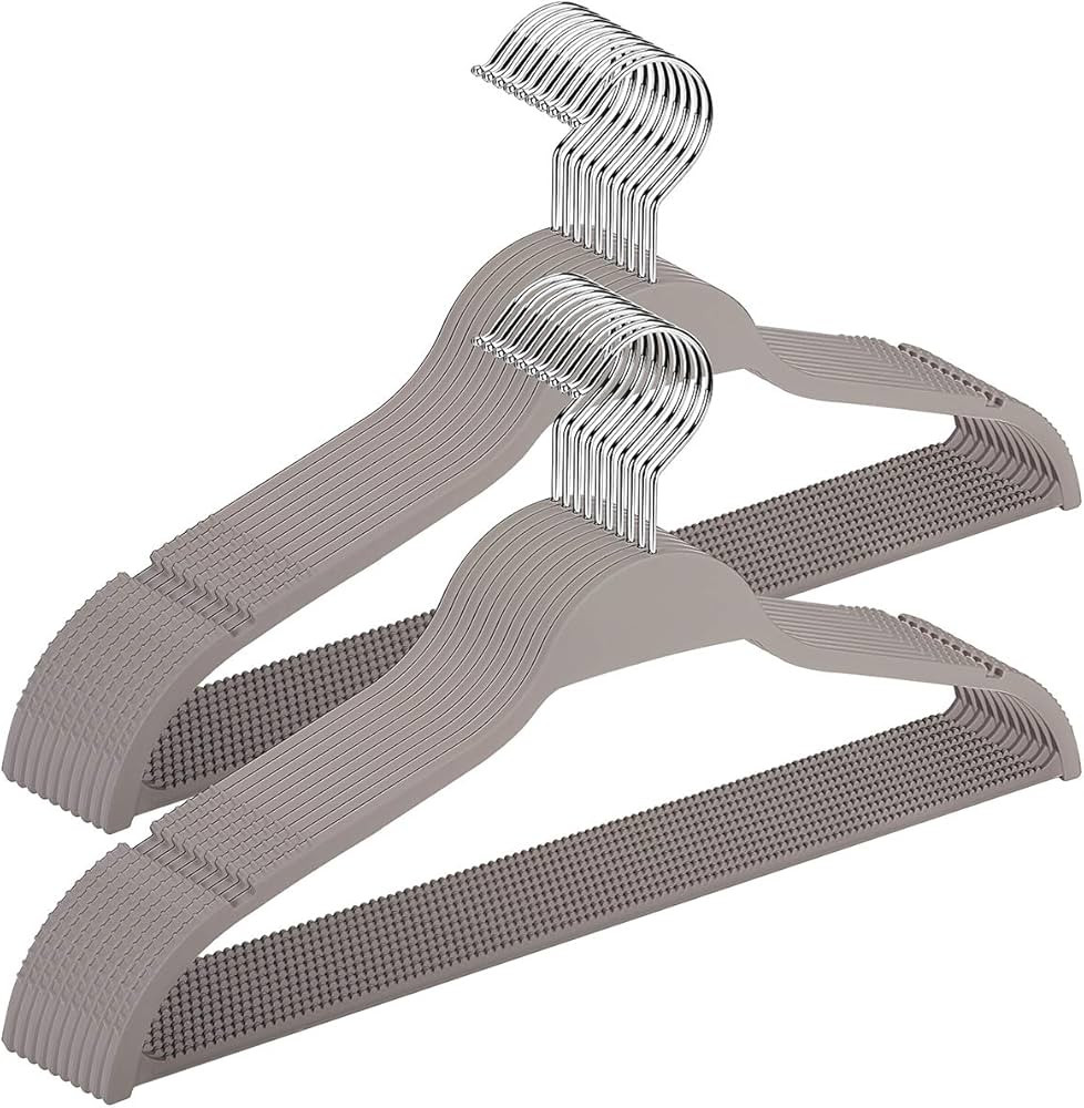 ELONG HOME Grey Plastic Thin Hangers for Clothes, 28 Pack Upgraded Rubberized Hangers Non Slip, D... | Amazon (US)