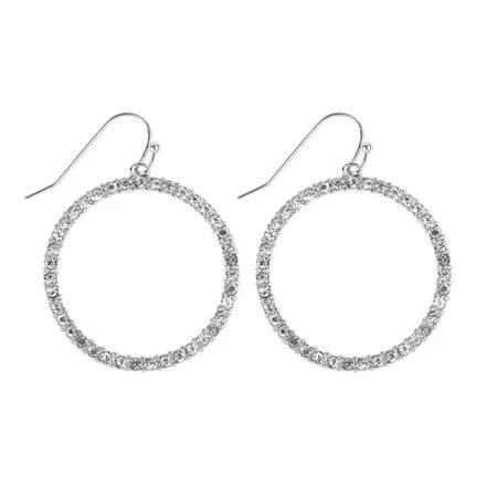 Riah Fashion Sparkly Rhinestone Hoop Drop Earrings | Walmart (US)