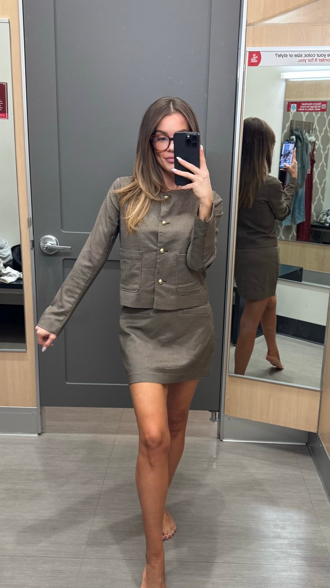 This set!!!!!! obsessed. Such good staples to mix + match for fall and winter! Wearing size XS in top and size 2 in skirt. Skirt runs a little big. 

#LTKSeasonal #LTKPetite #LTKFindsUnder50