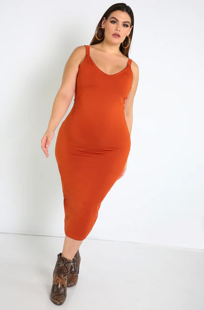 Rebdolls “Winter” V-Neck Bodycon Midi Dress- FINAL SALE | Rebdolls