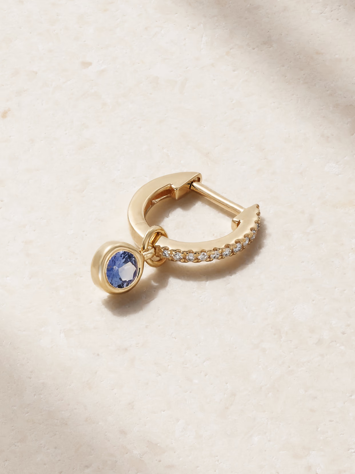 STONE AND STRAND - Orchid 10-karat Gold, Sapphire And Diamond Single Hoop Earring - Blue | NET-A-PORTER (UK & EU)
