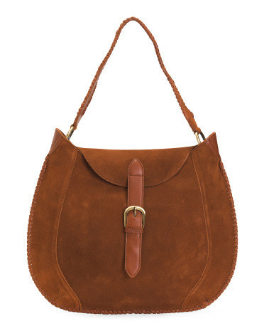 Suede Hobo Whipstitch Bag | TJ Maxx
