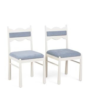 Set Of 2 17.5x35 Wavy Scalloped Upholstered Dining Chairs | TJ Maxx