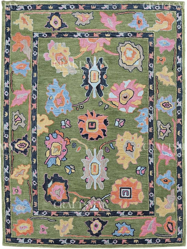 Premium Green Oriental Oushak Area Rug – Handcrafted Floral & Abstract Pattern Carpet for Livin... | Amazon (US)