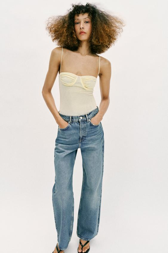 TULLE BODYSUIT WITH GATHERED DETAIL | Zara UK