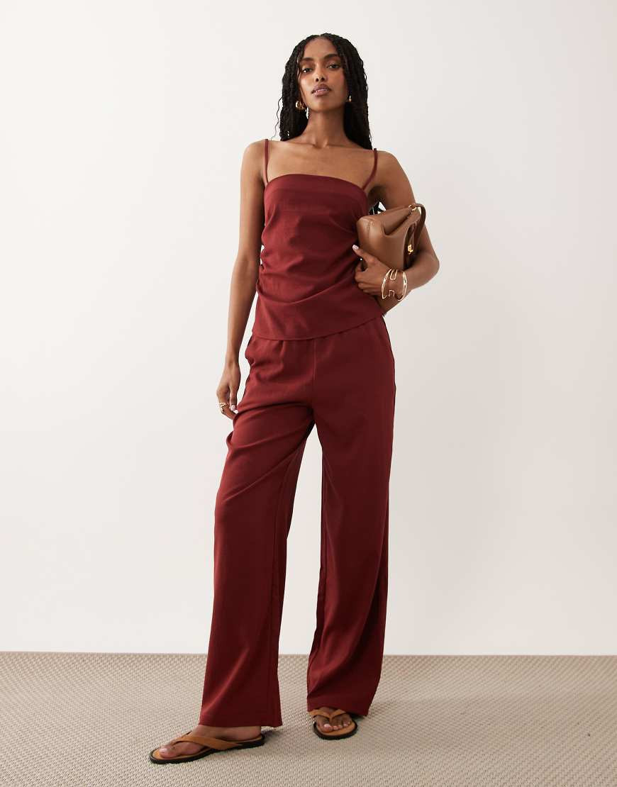 Mango Riga relaxed pants in red - part of a set | ASOS (Global)