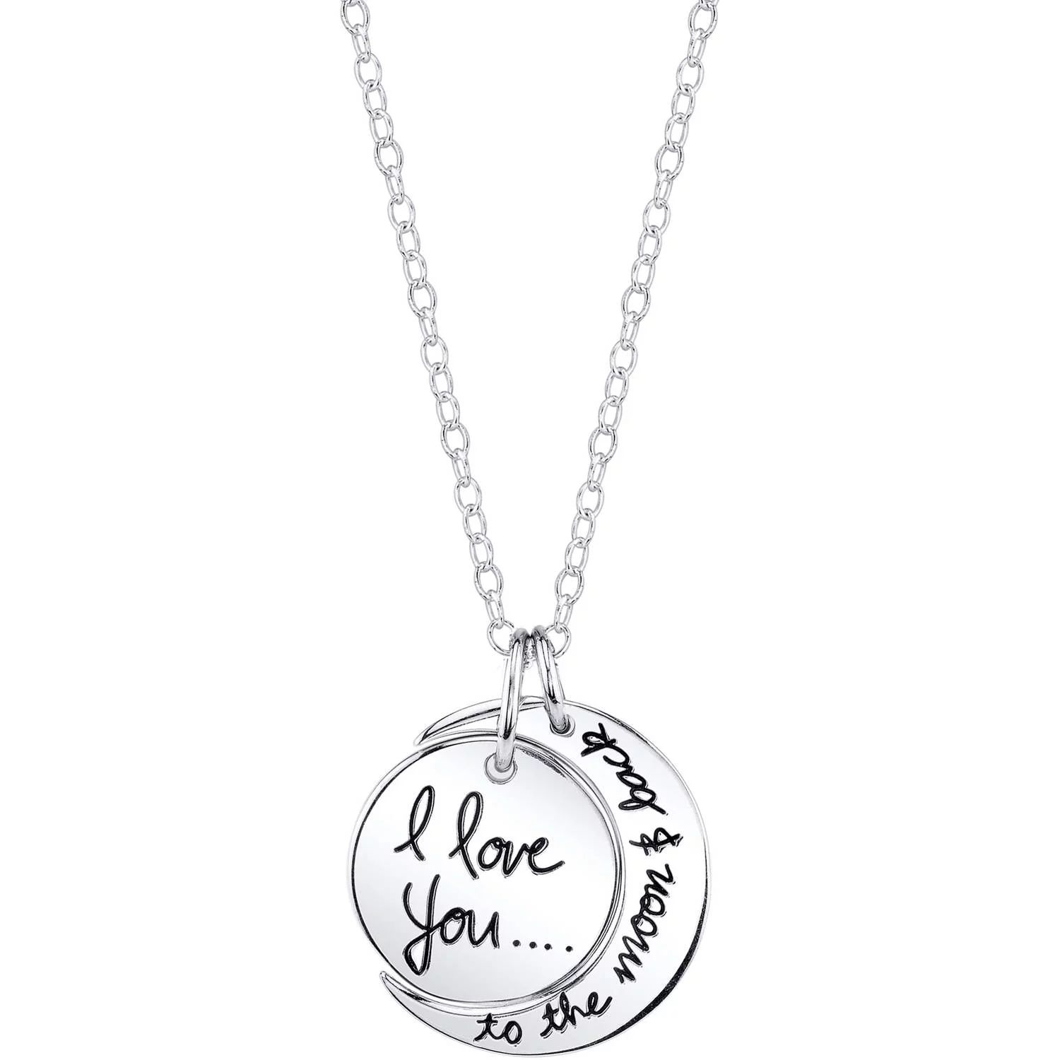Believe by Brilliance Women's Sterling Silver "I Love You to the Moon & Back" Pendant Necklace, 1... | Walmart (US)