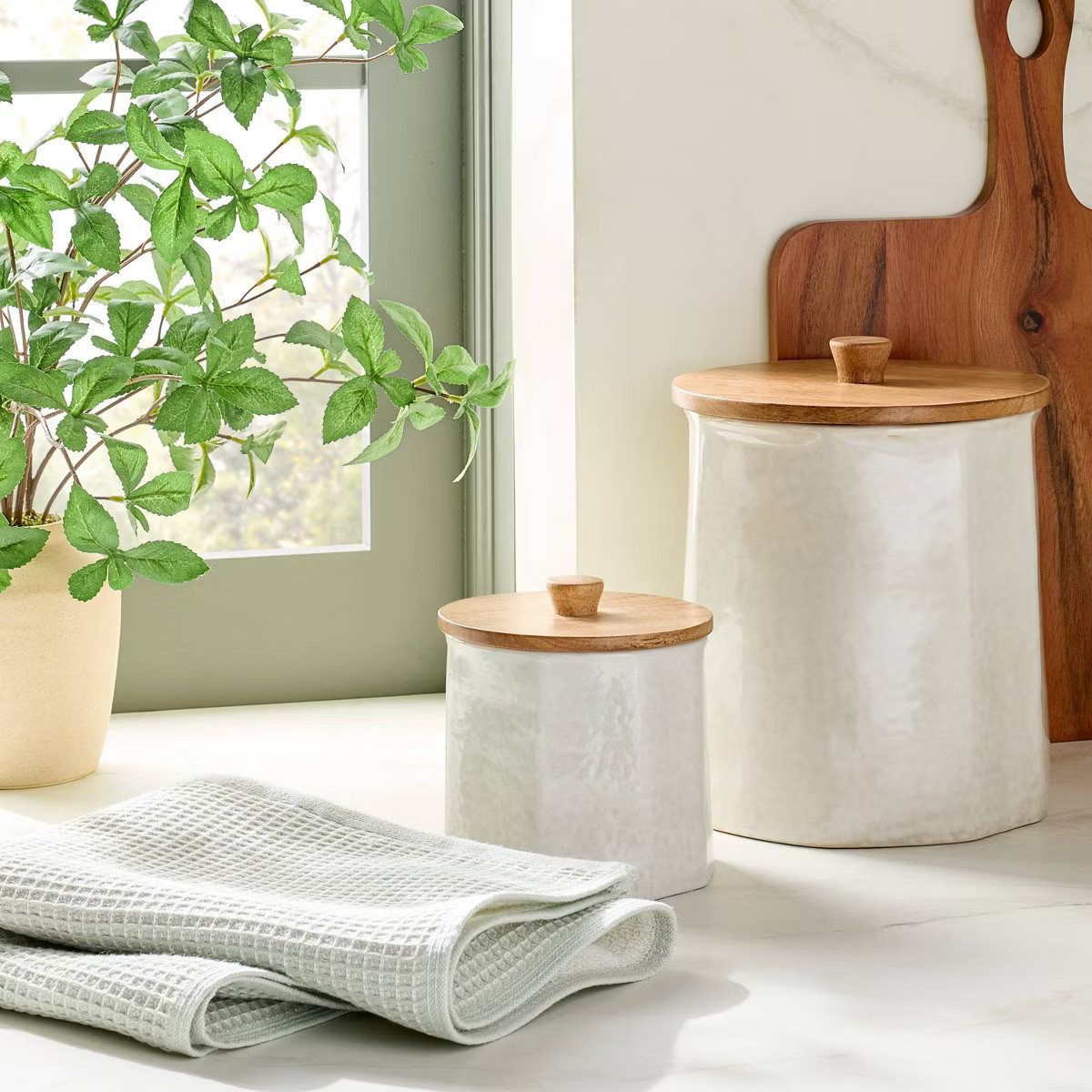 Ceramic Stoneware Food Storage Canister Sour Cream - Hearth & Hand™ with Magnolia | Target