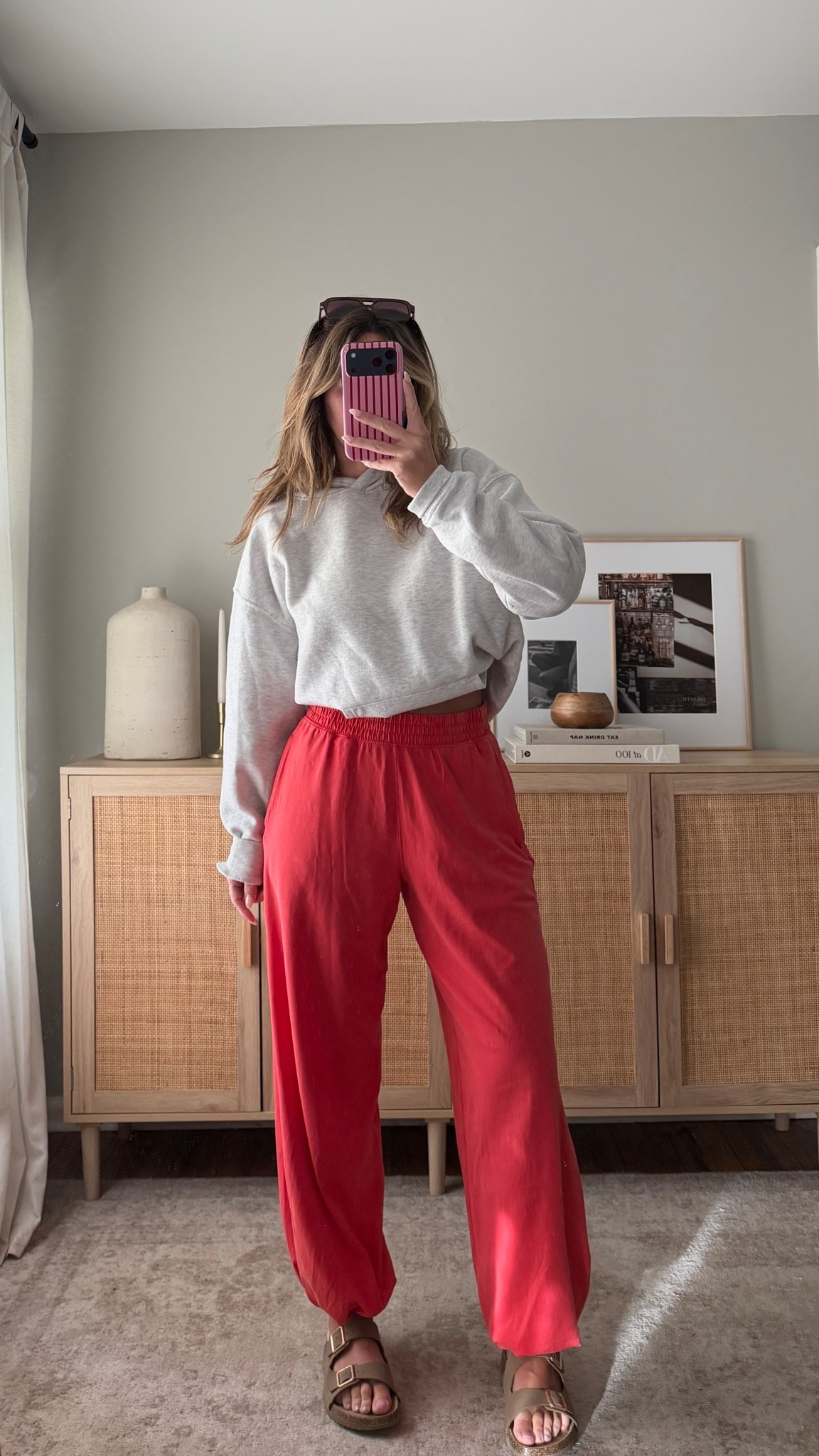 early AM grocery run outfit! my pants are part of my favorite FP set! color is grapefruit crush 😍 i’m in a size S, hoodie is a size M and bra tucked. free people, abercrombie 

#LTKootd