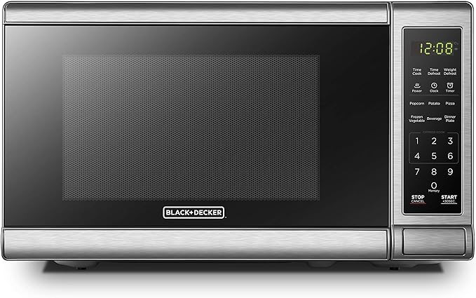 BLACK+DECKER EM720CB7 Digital Microwave Oven with Turntable Push-Button Door, Child Safety Lock, ... | Amazon (US)