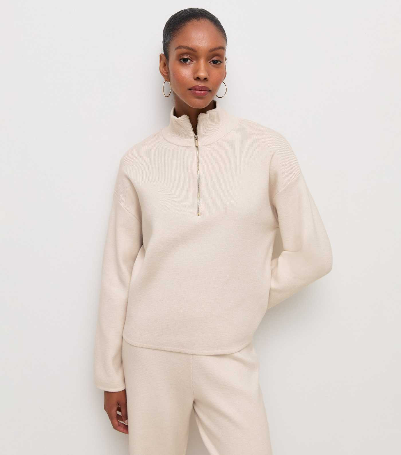 Cream Knitted Half Zip Jumper | New Look | New Look (UK)