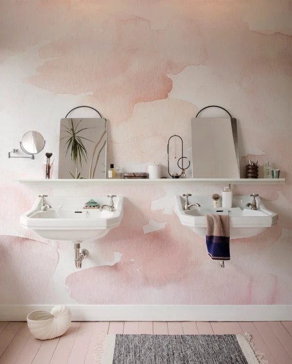 Hand Painted Watercolor Wallpaper. Peel and Stick Wallpaper. - Etsy | Etsy (US)