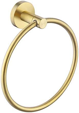 KES Brushed Gold Towel Ring Bathroom Hand Towel Holder Round No Drill Wall Mount SUS 304 Stainles... | Amazon (US)