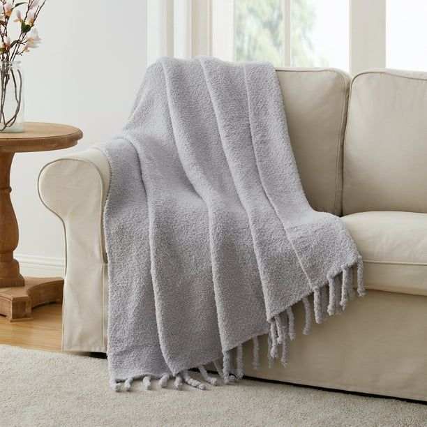 My Texas House Nora Solid Chenille Fringe Throw, 50 x 60, Grey - Walmart.com | Walmart (US)