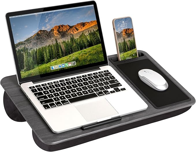 LAPGEAR Home Office Lap Desk with Device Ledge, Mouse Pad, and Phone Holder - Gray Woodgrain - Fi... | Amazon (US)