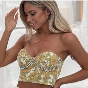 ZARA Jewel Jacquard Corset Top | Poshmark