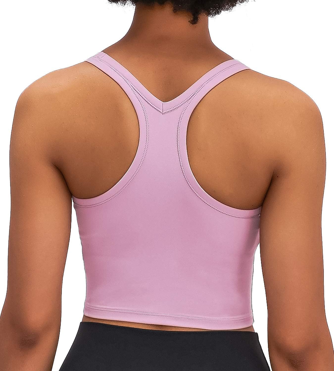 Lavento Women's Racerback Sports Bra Yoga Crop Top with Built in Bra | Amazon (US)