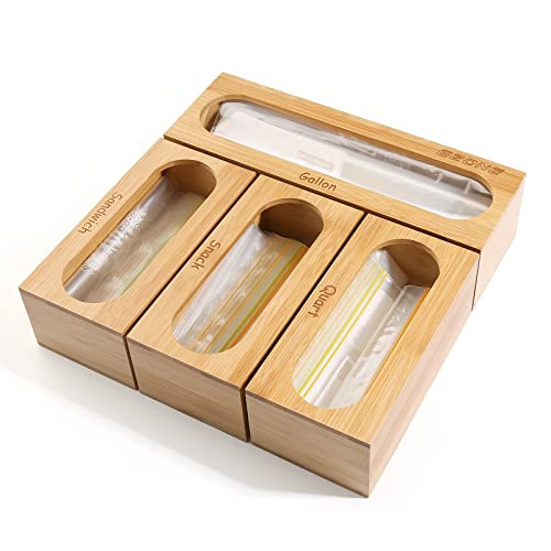 Food Storage Bags Holder, Kitchen Drawer Organizer Dispenser, Compatible with Ziploc, Glad, Hefty fo | Amazon (US)