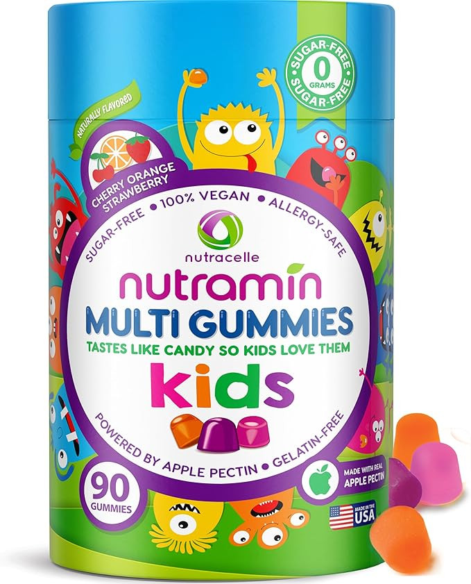 Nutracelle NUTRAMIN Sugar-Free, Allergen-Free 100% Vegan Gummy Multivitamins for Kids - Great Tas... | Amazon (US)
