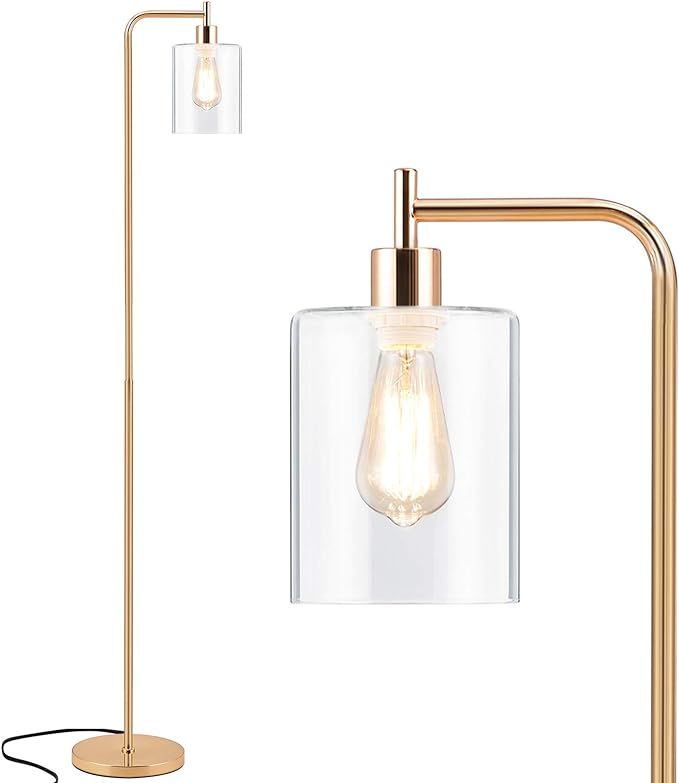 Tall LED Floor Lamp Included Bulb, Acaxin Modern Standing Lamp with Hanging Glass Shade, Gold Far... | Amazon (US)