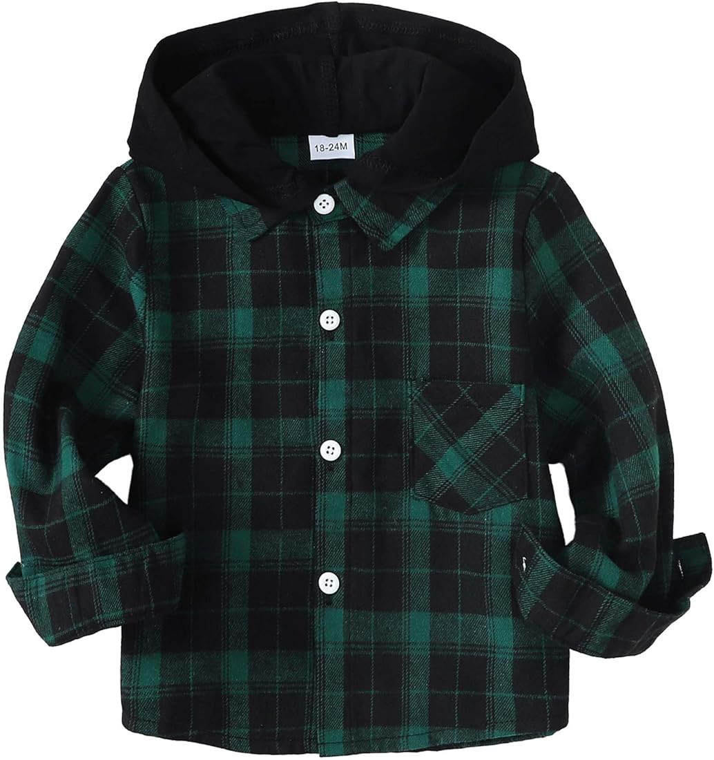 Baby Toddler Boys Long Sleeve Shirt Flannel Buffalo Plaid Shirts Button Down Jacket Top Outfit Fa... | Amazon (US)