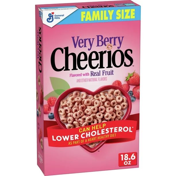 Very Berry Cheerios, Heart Healthy Cereal, 18.6 OZ Family Size Box - Walmart.com | Walmart (US)